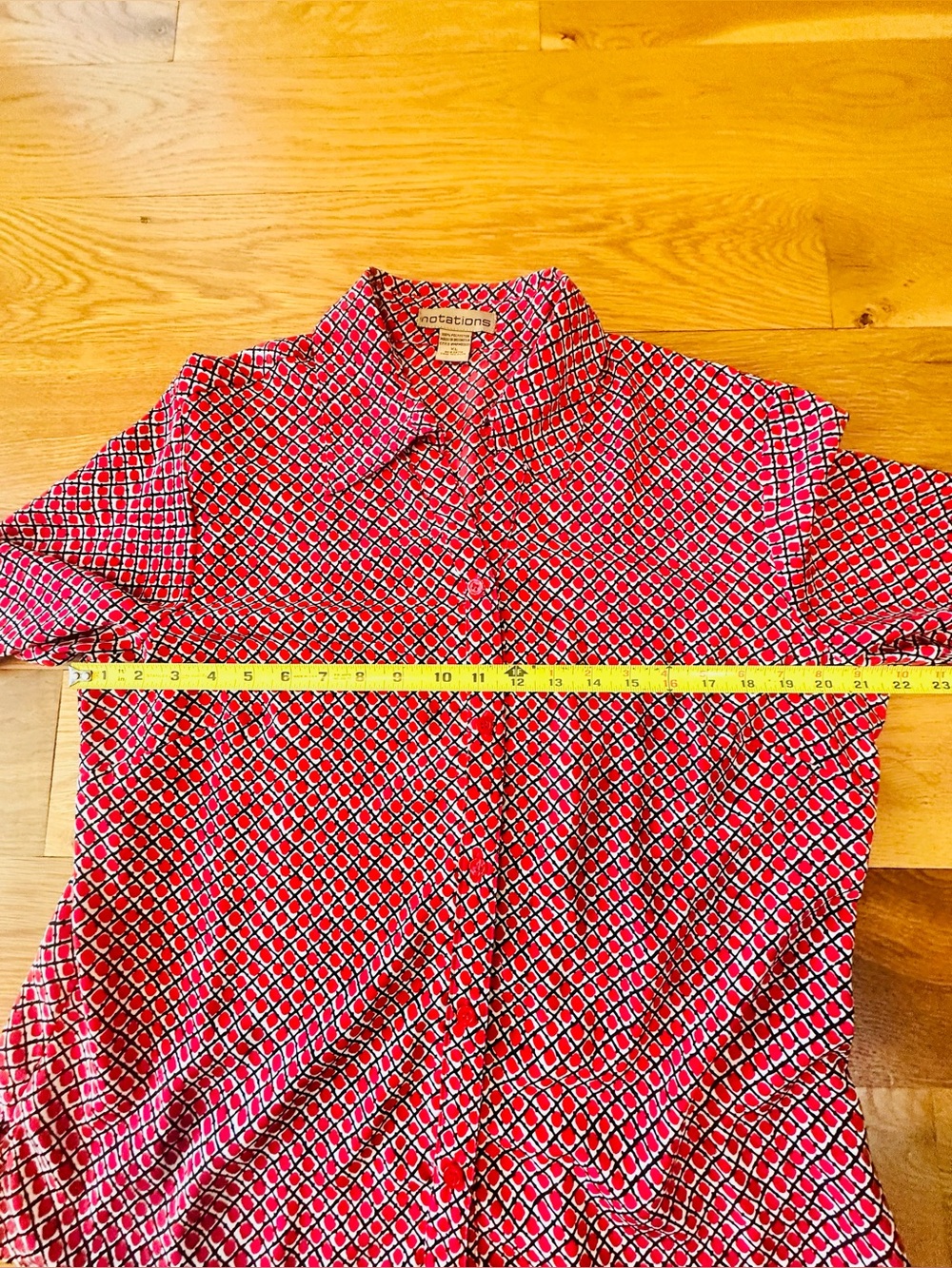 Notations Geometric Print Button Down 3/4 Sleeve Blouse size XL - Picture 8 of 11